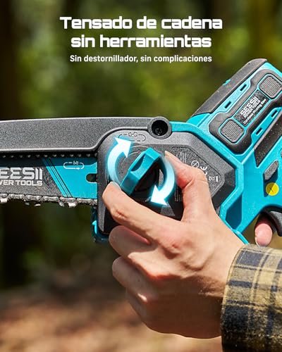 SEESII 6 & 8 Inch Chainsaw Battery, 1000W Brushless, Mini Chainsaw with 2*4000mAh Battery, Electric Saw for Pruning with Automatic Lubrication, Chainsaws Small Trees and Cutting Wood