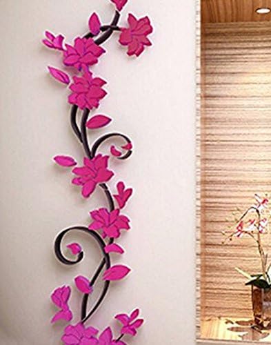3D Vivid Flower Art DIY Decor Wall Stickers, 3d Wall Art CraftsDecorations for Nursery Kids Bedroom , Bathroom, Office Décor (3D Flower(Rose red))