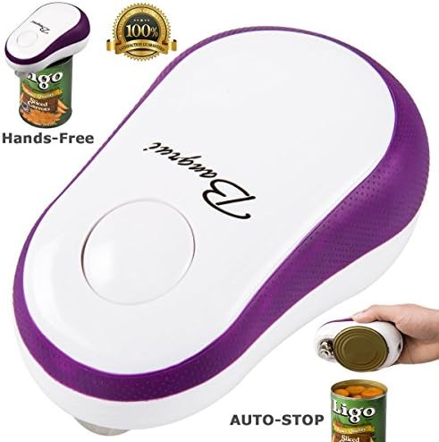 BangRui Automatic Can Opener Electric One Touch Can Opener Soft Edge with Assistive Auto-Stop (Purple)