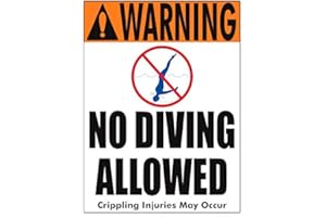 AQUATIC TECHNOLOGY, INC. No Diving Allowed Warning Sign (4 Inch Lettering) - 12 x 18 Inches - Plastic