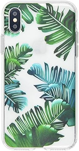 iPhone X Case, OFFAY Transparent Clear Flexible Soft Silicone (TPU) Protection Case, Unique Pattern Case Cover for Apple iPhone X - Tropical Leaves
