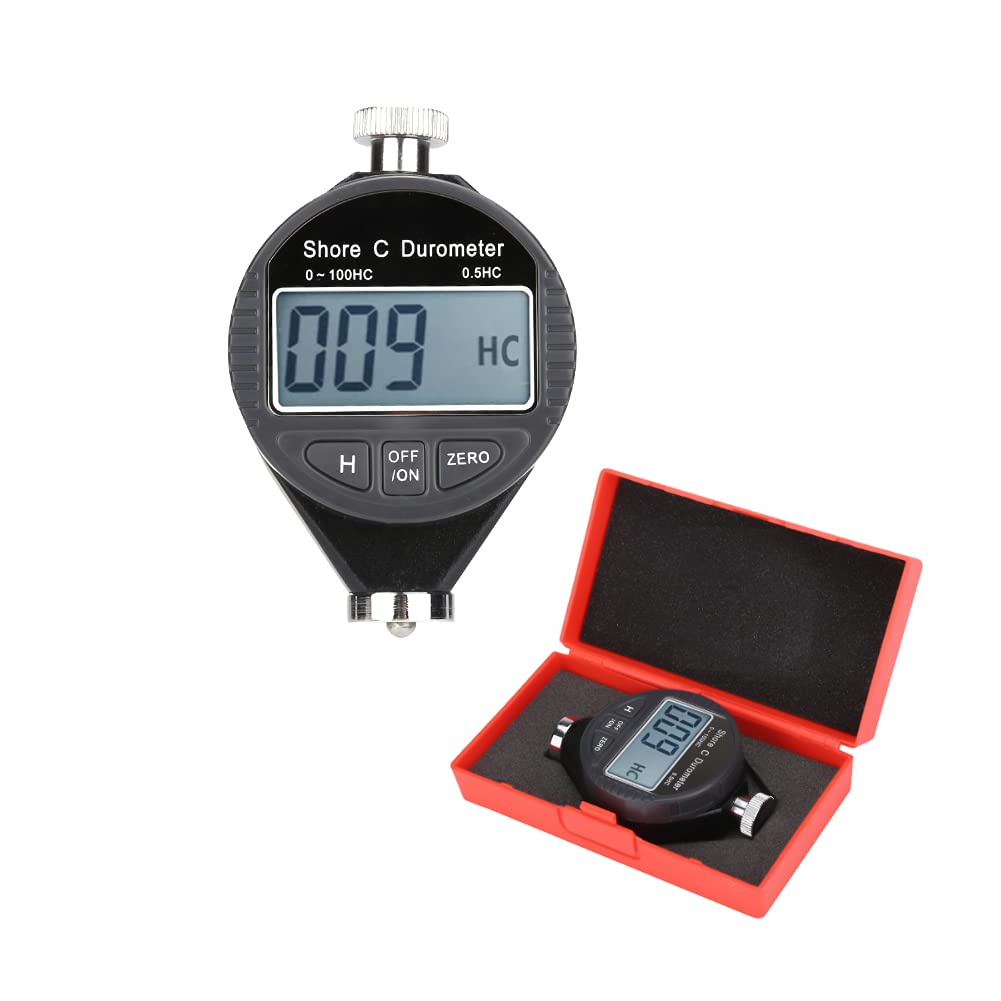 Shore C Hardness Durometer , Rubber Tire Shore C Digital Hardness Meter Durometer Hardness Tester, Shore C Hardness Tester Meter, Digital Durometer Scale, with Large LCD Display, for Rubber, Tire