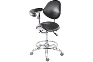 Global-Dental Saddle Chair Office Stool Dentist's Doctor's Assistant's Deluxe Chair PU Leather