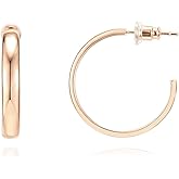 PAVOI 14K Gold Plated Wide Flat Edge Hoop Earrings for Women | Rose, White and Yellow Gold Hoops | Hypoallergenic Jewelry