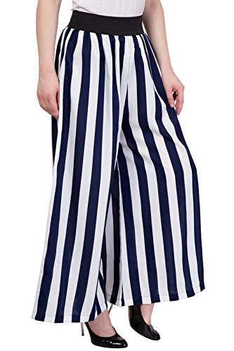 modish vogue blue & white stripped print palazzo