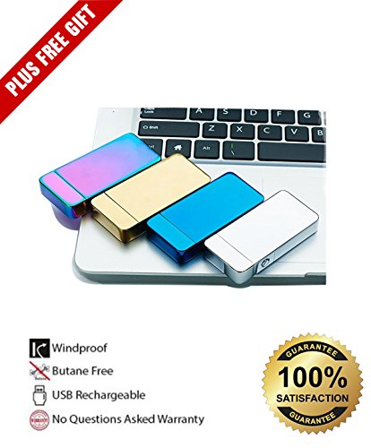Electronic Flameless Rechargeable Cigarette USB Lighter, Double Electric Arc with Multicolor Metallic Body, Windproof and Environment Friendly by Nirvana Sailor (Multicolor)
