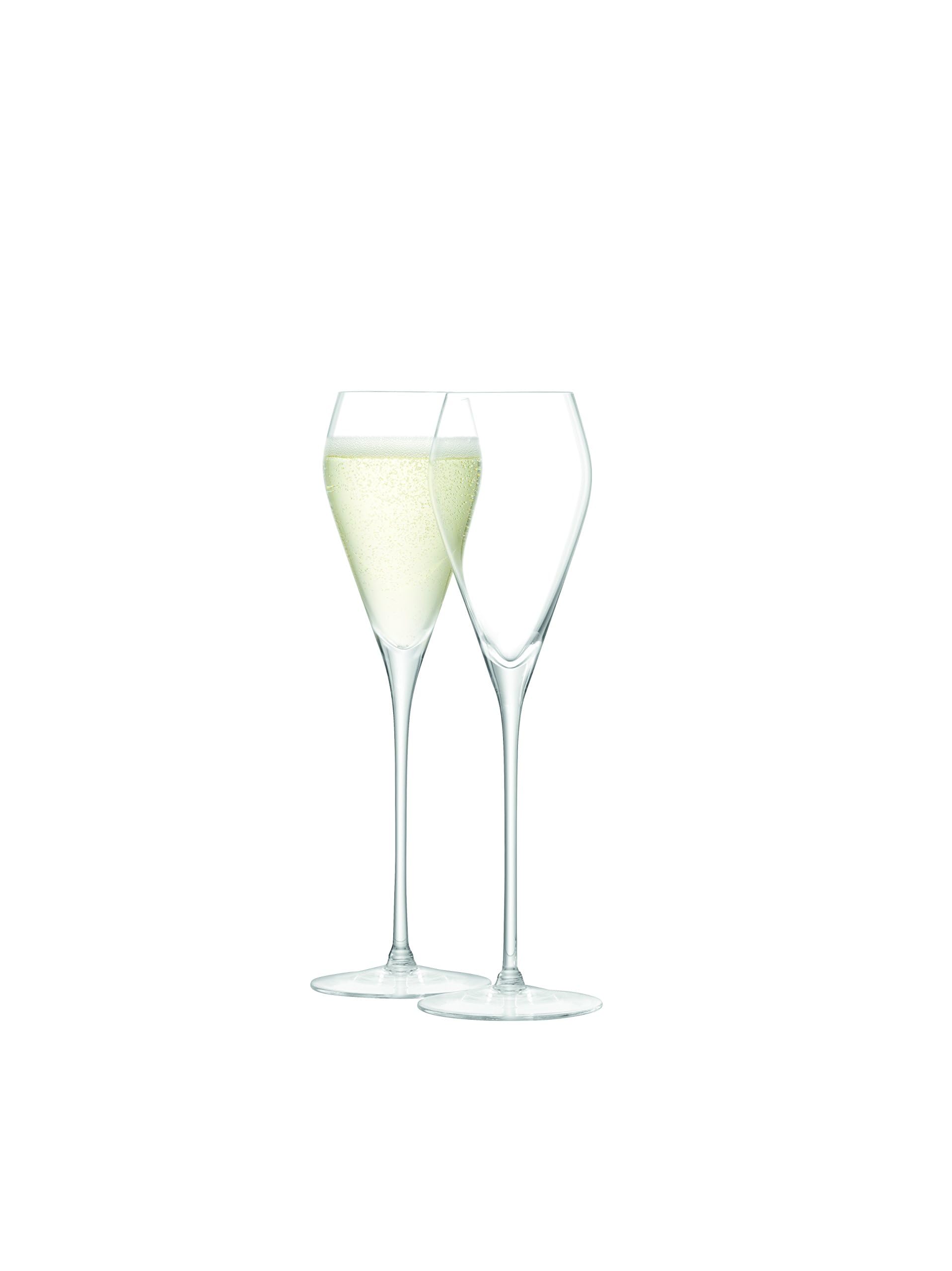 LSA International Wine Prosecco Glass 250 ml Clear | Set of 2 | Mouthblown and Handmade Glass | WI54, Champagne Glasses