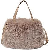 Ulisty Women Small Faux Fox Fur Tote Bag Mini Furry Top Handle Bag Plush Shoulder Bag Crossbody Bag Handbag