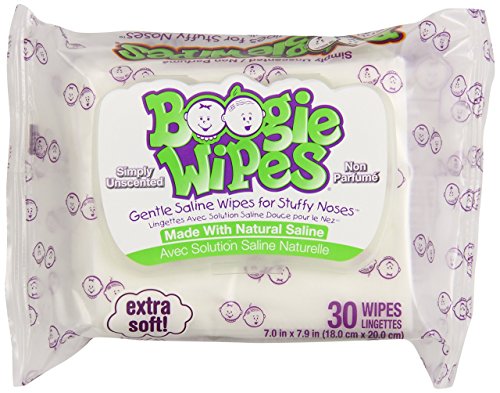 Boogie Wipes Soft Natural Saline Wet Tissues for Baby and Kids Sensitive Nose, Hand and Face with Moisturizing Aloe, Chamomile and Vitamin E, Unscented, 30 Count, Pack of 12