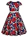 Bonny Billy Little Girls Classy Vintage Floral Swing Kids Party Dress with Belt 4-5 Years Red