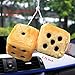 Secaden Hanging Fuzzy Dice Plush Decorative Ornament with Dots Retro Car Pendant Charms Home Decoration (Yellow)