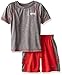 STX Big Boys' 2 Piece Performance Athletic T-Shirt and Short Set, Gray/Engine Red, 12