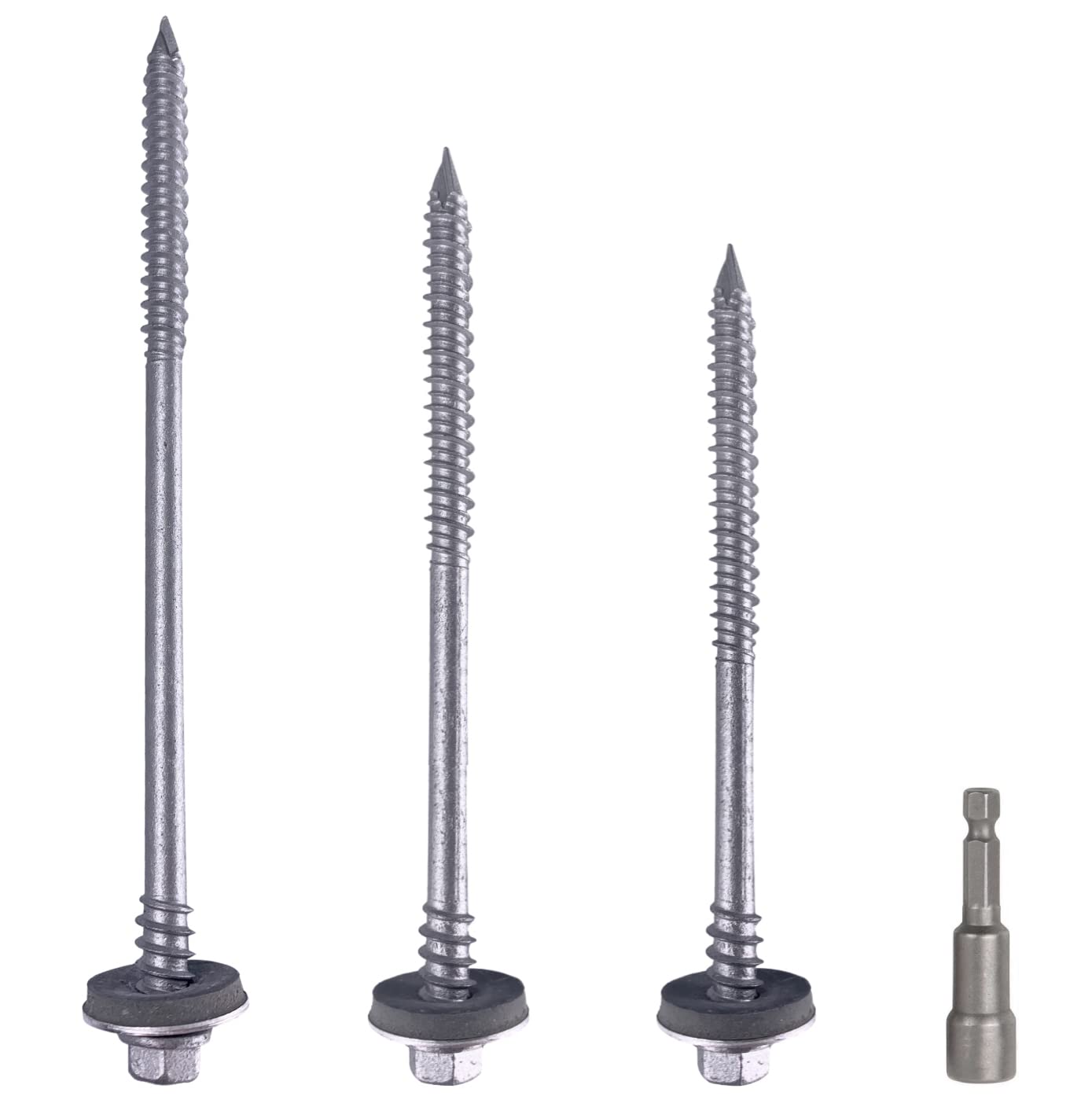 (Pack of 16 pcs) Hex Head Self Drilling 6.4 x 260 mm Carbon Steel Screws With EPDM Washers for Fixing Sandwich Panels (16, 6.4 x 260 mm)