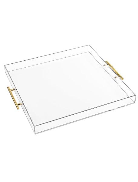EXTRA LARGE CLEAR ACRYLIC SERVING TRAY (21×21 INCHES)...