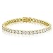 KEZEF Creations Cubic Zirconia Tennis Bracelet Round Cut 4mm 14K Gold Plated Brass 8 inch Hypoallergenic for Women