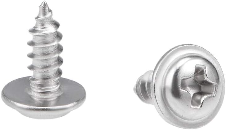 sourcing map 3x8mm Self Tapping Screws Phillips Pan Head With Washer Screw 304 Stainless Steel Fasteners Bolts 50Pcs