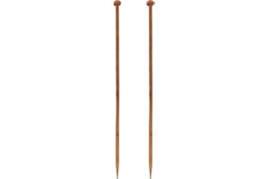 HARFINGTON 2Pcs 5mm Bamboo Knitting Needle Straight Single Pointed 10 Inch Long Wooden Sweater Knitting Needles US Size 8 for