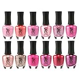 SXC Cosmetics Nail Polish Set, 15ml/0.5oz Full Size Nail Lacquer Gift lot (Pink, Metallic, Neon, Pastel, Gold & Glitter) (12 Color Set, Pink)