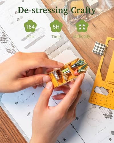 Rolife Book Nook DIY Miniature House Kit DIY Model Adult with Lights Library Decoration Book Living Room Booknook Puzzle 3D Wood Bookends Diorama Gift Idea Woman