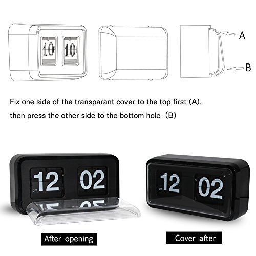 KABB Modern Minimalist Mechanical Retro Flip Down Desk & Wall Clock with Internal Gear Operated,10.5 Inch Black - Thumbnail 3