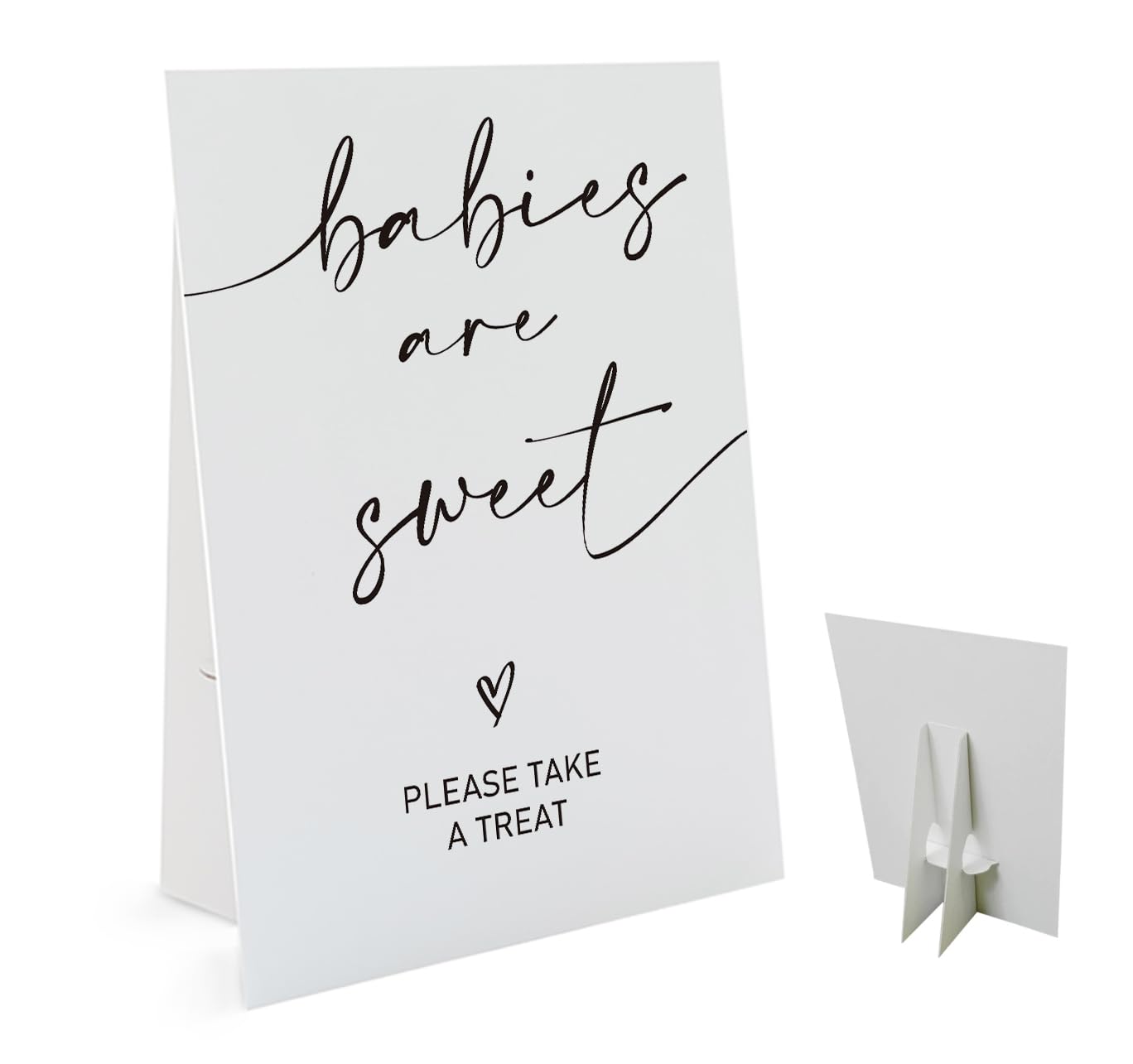 Photo 1 of Babies are Sweet Please Take A Treat Sign(8 x 11 Inch Table Sign with Holder), Minimalist Baby Shower Decoration Sign, Baby Shower Favors for Guests-BSLP02