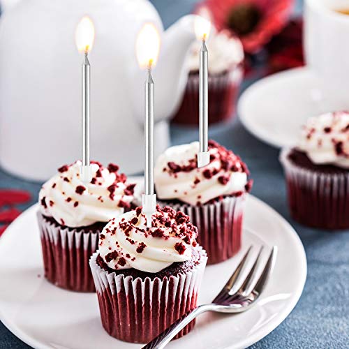 Frienda-Metallic-Birthday-Cake-Candles-in-Holders-Long-Thin-Birthday-Candles-Cupcake-Candles-Wedding-Party-Cake-Decorations-Silver
