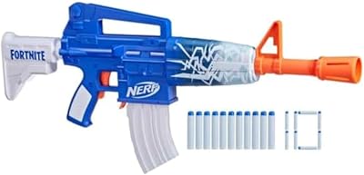 NERF FORTNITE Blue Shock Blaster Motorized 10 Dart Clip Elite Darts