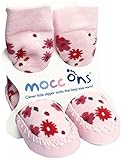 Mocc Ons Cute Moccasin Style Slipper Socks, Floral Ditsy - 6-12 Months