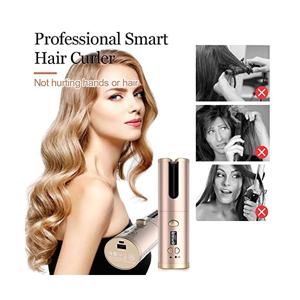 Cordless-Hair-Curler-QUARED-Portable-Auto-Curling-Iron-Anti-Tangle-LCD-Display-USB-Rechargeable-6-Temperature-Timer-Settings-Auto-Shut-Off-Hair-Curling-Wand-for-Hair-Styling-Anytime-Anywhere Cordless Hair Curler, QUARED Portable Auto Curling Iron Anti-Tangle, LCD Display, USB Rechargeable, 6 Temperature…