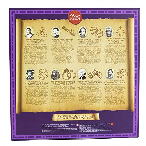 Great Brain Teaser Puzzle Set - 8 Piece - 4 X Wooden Brain Teaser Puzzle and 4 X Metal Entanglement Puzzles by Professor Puzzle