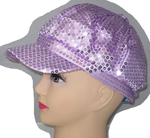 Sequin Newsboy Hat Party Dance Cap Brando Black Blue Pink Purple Red Gold Lilac (Lilac)