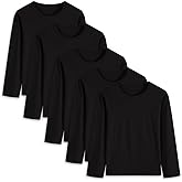 5 Pack Cotton Long Sleeve Tee Shirts for Boys and Girls Crewneck Basic T-Shirts Kids Tops for Toddlers Youth(Age 2-14)