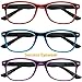 Reading Glasses Set of 3 Spring Hinge Comfort 3 Color Fashion Readers Glasses for Reading Men & Women +1.75