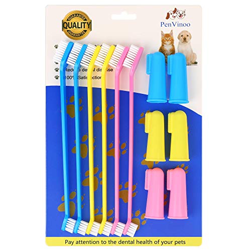 RosyLife Pet Dog Soft Toothbrush Dog Toothbrush Finger Toothbrush pet Toothbrush Small to Large Dogs (6+6-2pack)