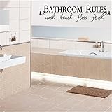 GUAngqi BATHROOM RULES Wash Brush Floss Flush Quote Saying Wall Sticker Home Decal Decor For Bathroom