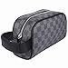 Miracle Premium Checkered Make Up Bag | Cosmetic Pouch | Travel Toiletry Bag for Men Women | PU Vegan Leather (Black)