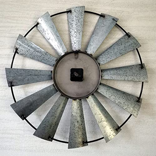 Qukueoy 24 Inch Metal Windmill Clock Large Farmhouse Clocks Outdoor