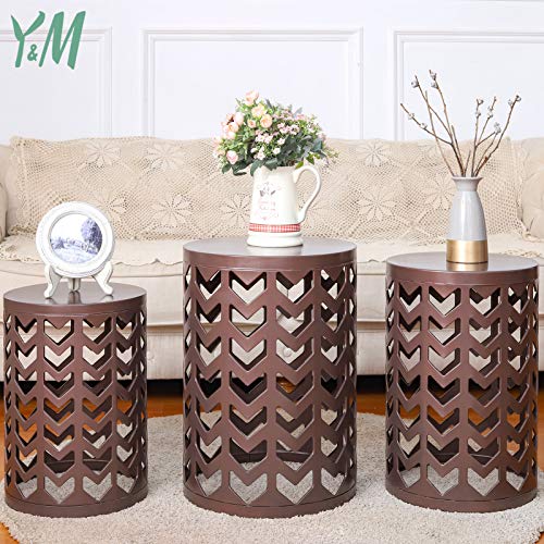 Y&M Nesting Side Table, Set of 3 Stacking Coffee Table for Living Room