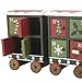 PIONEER-EFFORT Christmas Wooden Advent Calendar Train with Hand Painted Patterns and 24 Drawers to Fill Candy or Small Gifts Christmas Tabletop Decoration 16 Inch (Traditional Color-Medium Size)