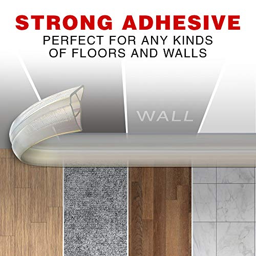 Floor Cord Cover by XProtector 5’ Silicone Baseboard Cord Protector