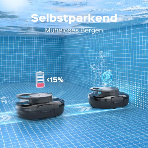 BRINBO S1PRO 2026 Upgrade Poolroboter mit 120 Min Automatisch Reinigungszeit, Poolsauger Akku mit Dual-Motoren, 2,5H Ladezeit, Leichter Poolreiniger für Oberirdische Pools bis 100 m², Grau&Blau