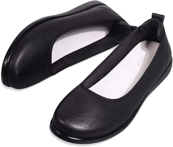 Amazon ジョイジョイ ぺたんこ靴 本革 レディース パンプス ローヒール 婦人靴 防滑 ワークシューズ バレエシューズ フラット 通勤通学 ストレッチ シンプル スクエアトゥ 歩きやすい 快適 クッション 痛くない ブラック パンプス