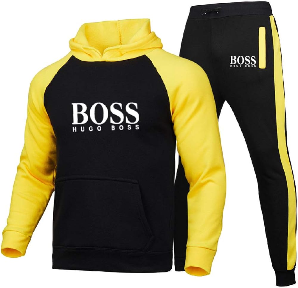 FZYQY Mens Tracksuits Set Long Sleeve Zip Hoodie Tops+Pants Jogging Trousers Gym Sports Suit