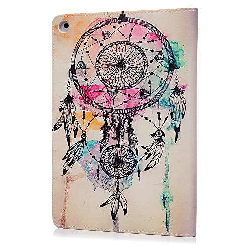 iPad 9.7 Inch Case, Mavis's Diary Colorful Painted Wallet Case PU Leather Shockproof TPU Inner Bumper Flip Cover with Card Slots Cash Pockets Kickstand Cover for iPad 9.7 Inch 2017, Dream Catcher