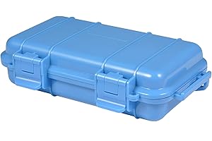 Yuecoom Dry Storage Box, Shockproof Waterproof Box with 2 U‑Shape Buckle, Plastic Storage Container for Cameras, Phones, Camping, Fishing, Hiking(Large-Blue)