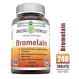 Amazing Nutrition Bromelain Supplement - Best Proteolytic Digestive Enzymes Supplements - 500mg Tablets for Healthy Digestion, Anti- Inflammatory Support & More - 120 Enzyme Tablets Per Bottle