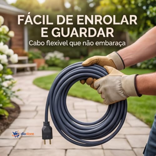 Extensão Elétrica Profissional Reforçada 5 Metros, 3 Tomadas 10A /20A, Cabo PP 2x2,00mm, Bivolt 250V, Preto, Uso Profissional e Residencial - 5m