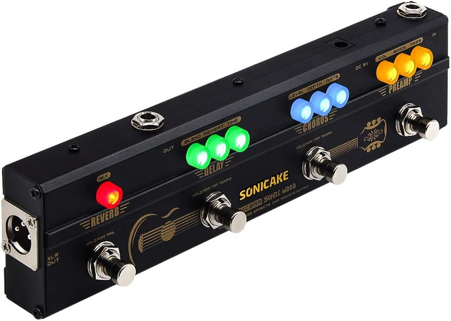 SONICAKE Acoustic Multi Effects Pedal Preamp Chorus Delay Reverb with XLR Output