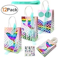 Mermaid Party Favor Bags For Kids Girls Boys Mermaid Birthday Party Bags 12 Pack Mermaid Party Supplies Gift Bags Goody Bags Paper Bag