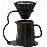 zhoofuuer Pour Over Coffee Maker set,Ceramic Coffee Maker With V60 40 pcs Paper Filter，Metal Stand Pour Over Coffee Dripper black